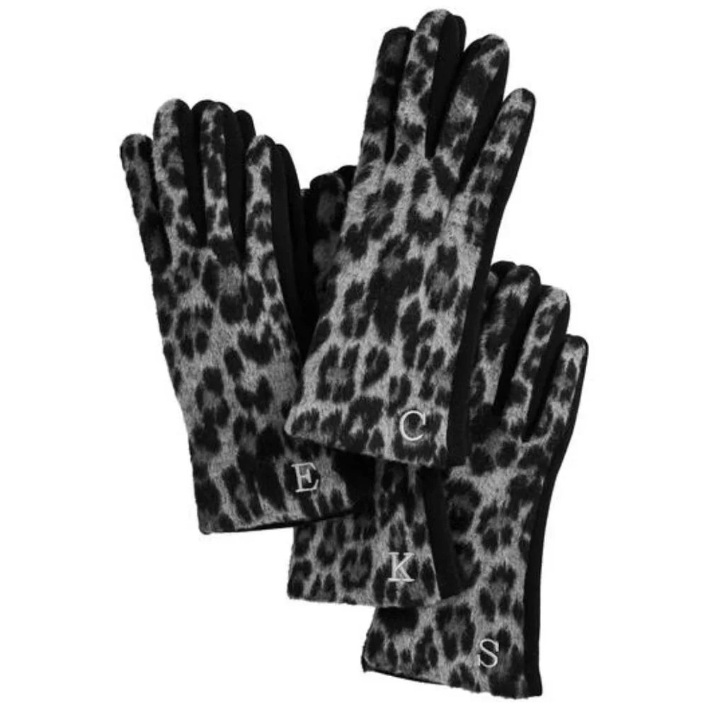 Mud Pie INITIAL LEOPARD GLOVES/D, L,M,N,&T/NWT